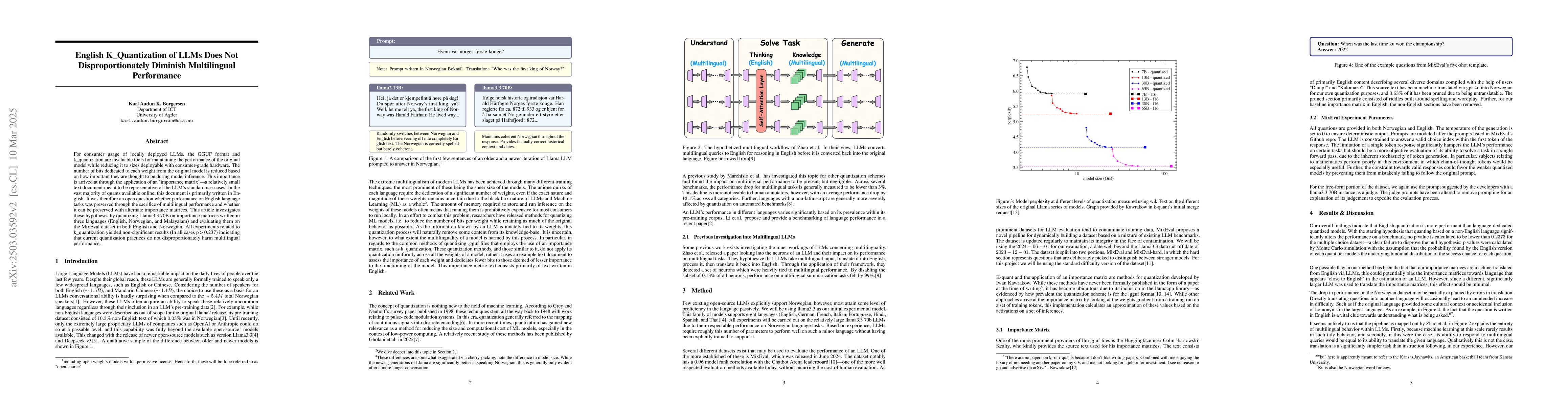 Thumbnail for English K_Quantization of LLMs Does Not Disproportionately Diminish
  Multilingual Performance