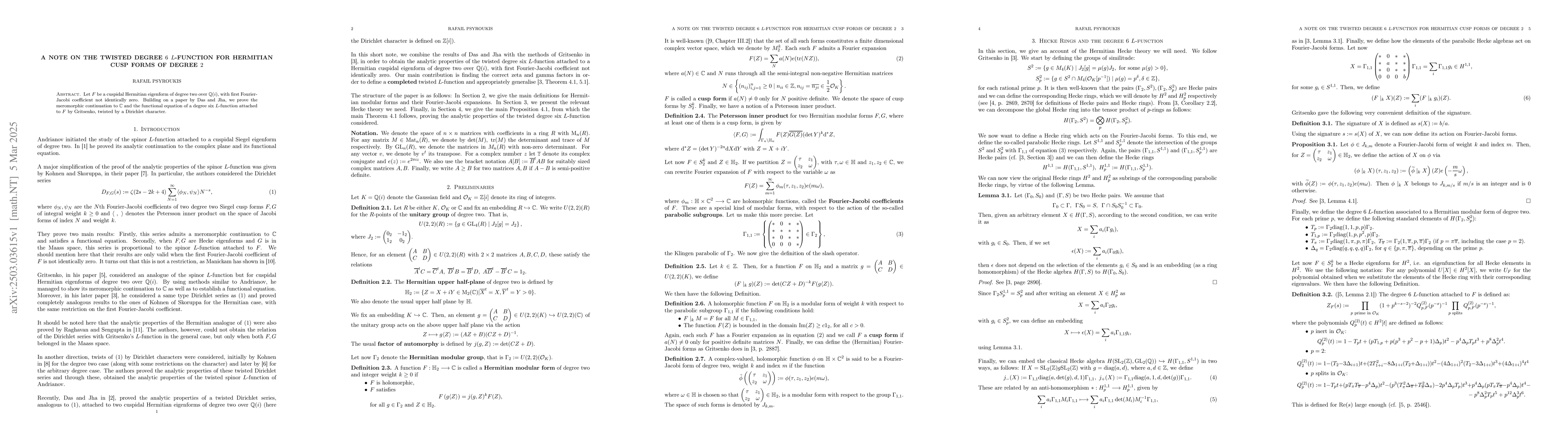 Thumbnail for A note on the twisted degree $6$ $L$-function for Hermitian cusp forms
  of degree $2$