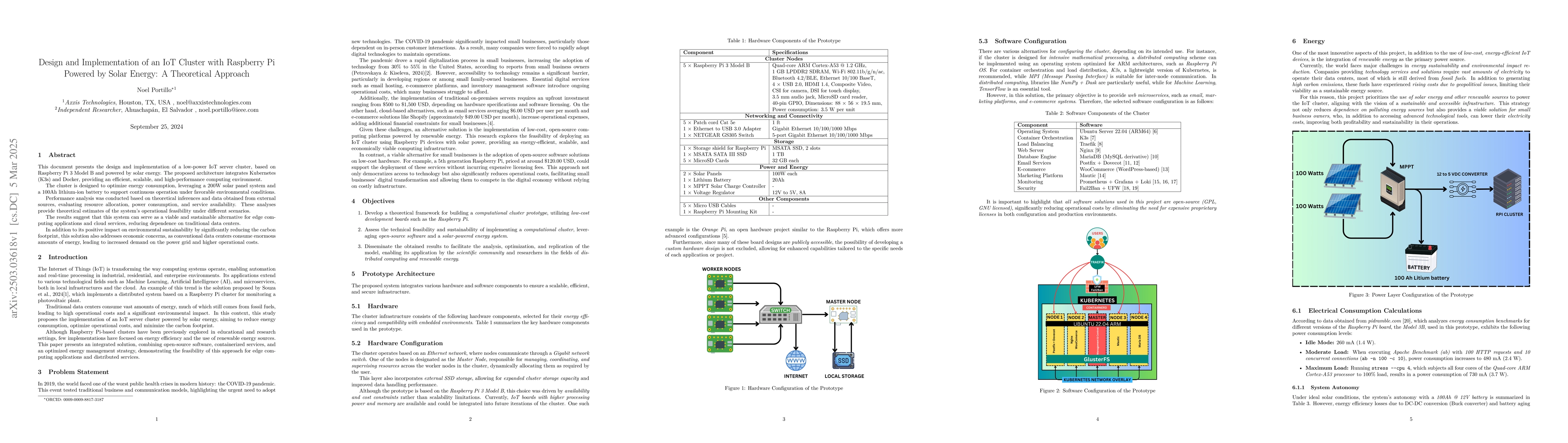Thumbnail for Design and Implementation of an IoT Cluster with Raspberry Pi Powered by
  Solar Energy: A Theoretical Approach