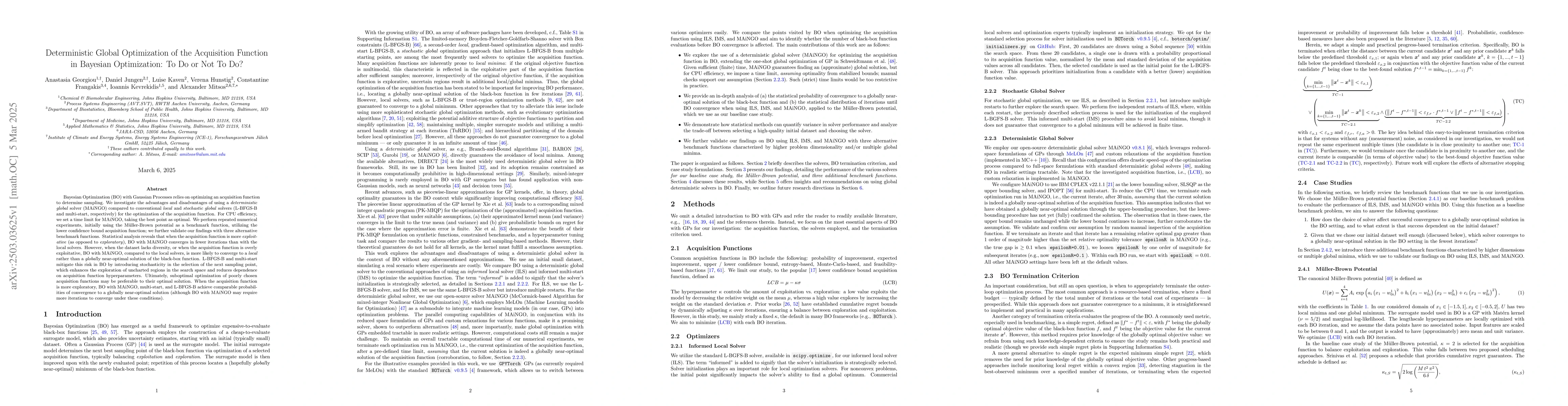 Thumbnail for Deterministic Global Optimization of the Acquisition Function in
  Bayesian Optimization: To Do or Not To Do?