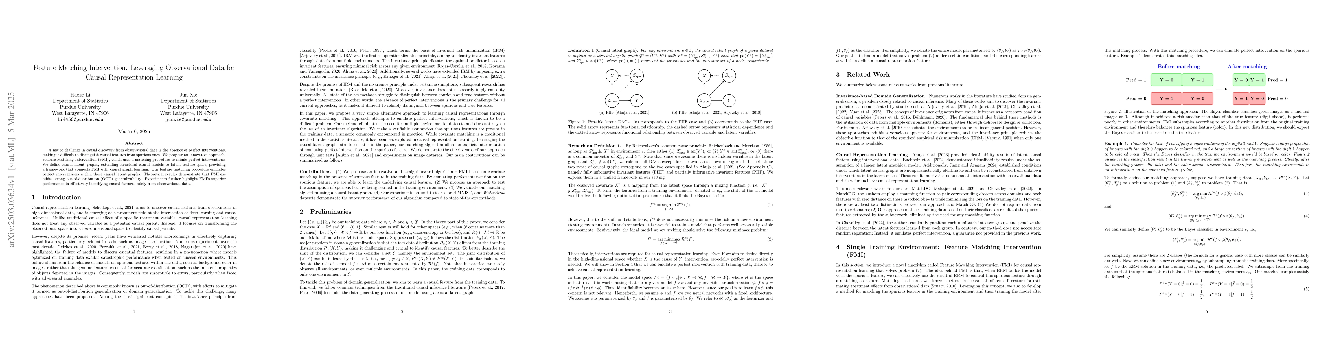 Thumbnail for Feature Matching Intervention: Leveraging Observational Data for Causal
  Representation Learning