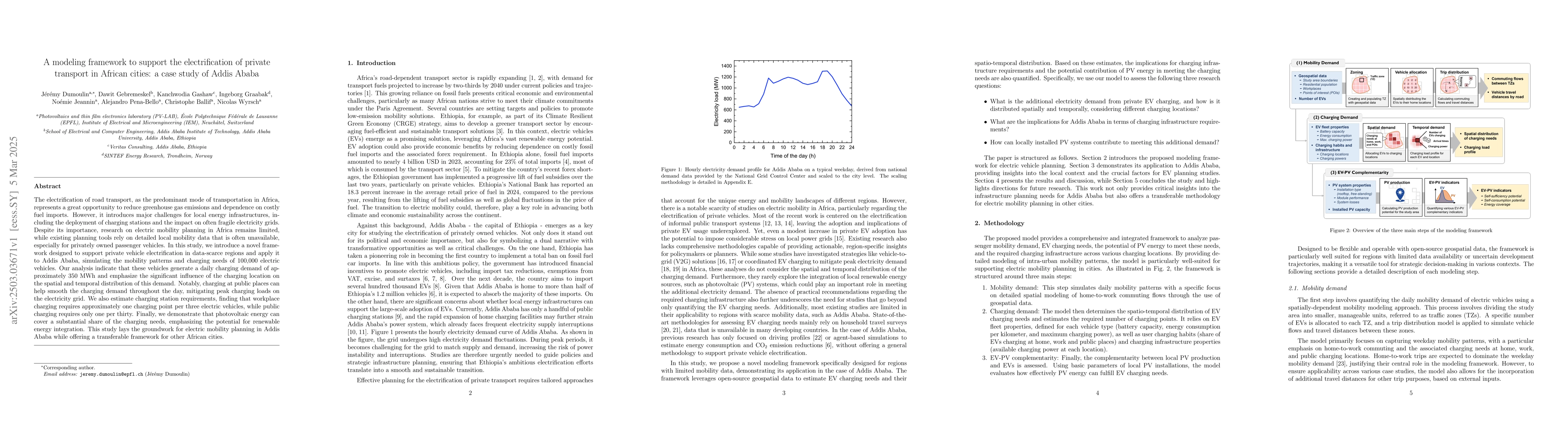 Thumbnail for A modeling framework to support the electrification of private transport
  in African cities: a case study of Addis Ababa