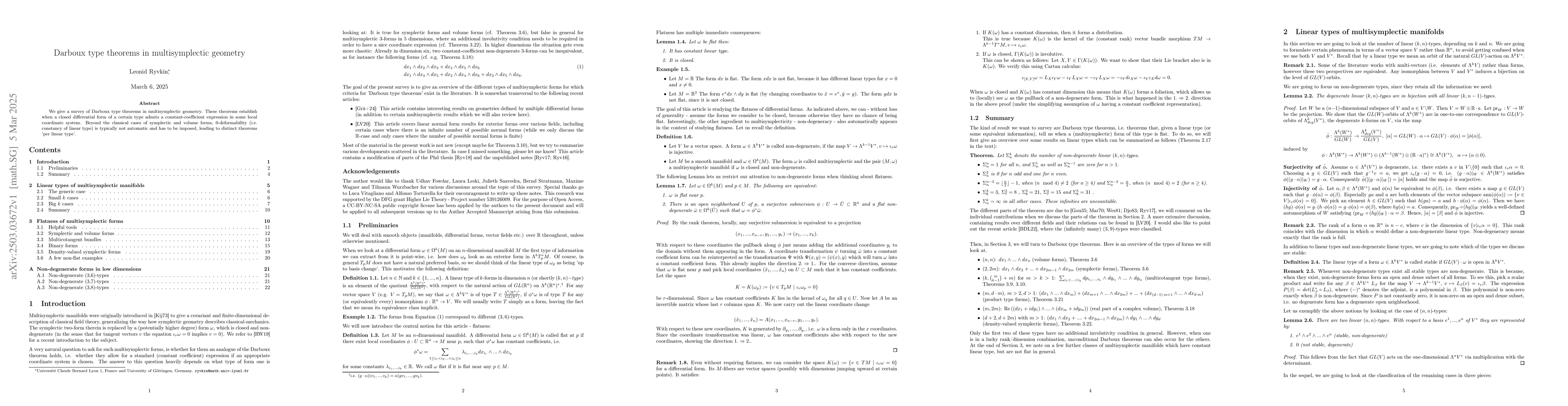 Thumbnail for Darboux type theorems in multisymplectic geometry