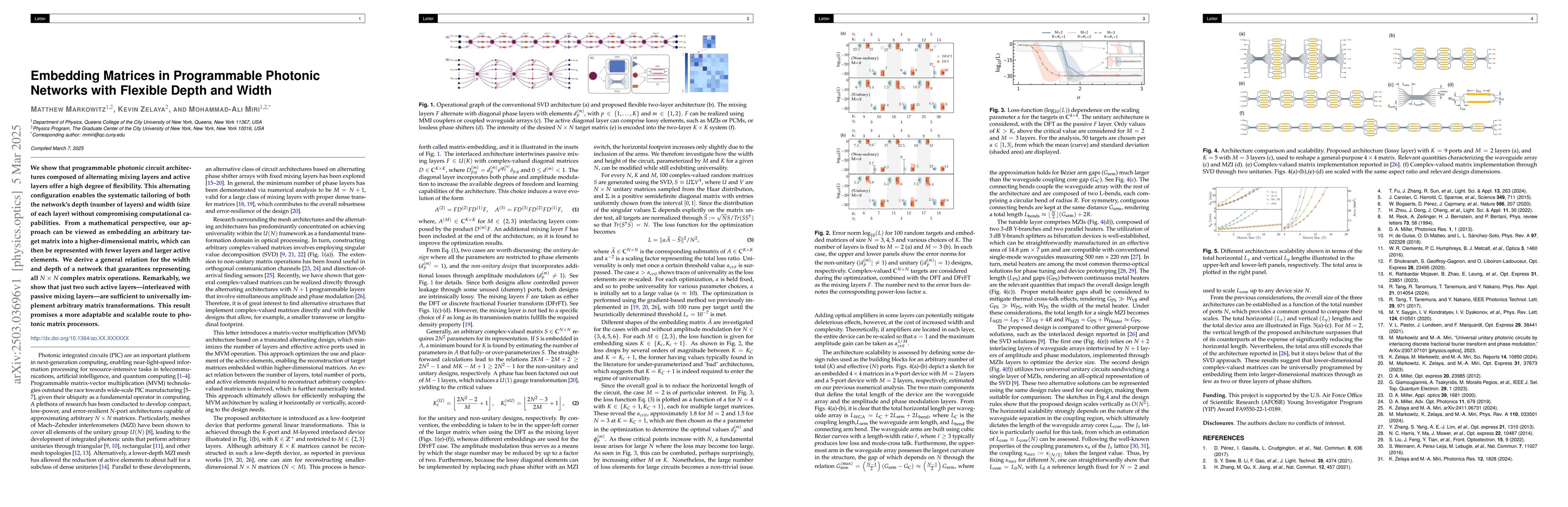 Thumbnail for Embedding Matrices in Programmable Photonic Networks with Flexible Depth
  and Width