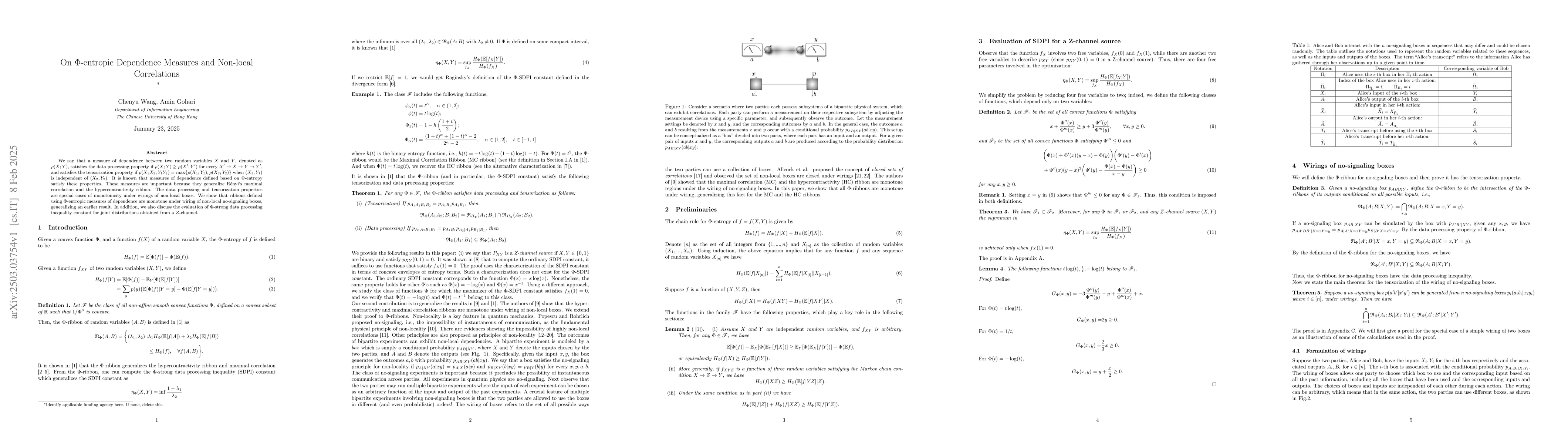 Thumbnail for On Phi-entropic Dependence Measures and Non-local Correlations