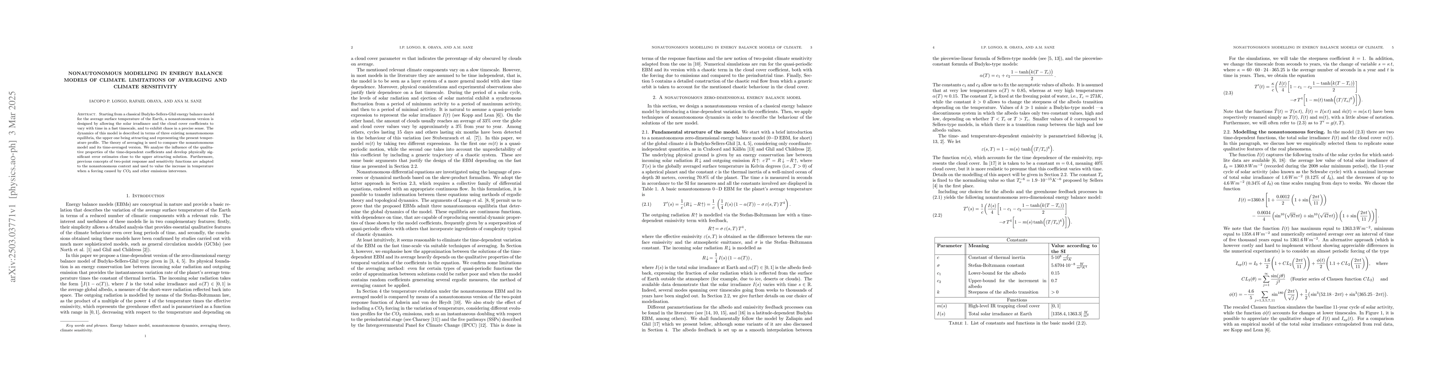 Thumbnail for Nonautonomous modelling in Energy Balance Models of climate. Limitations
  of averaging and climate sensitivity