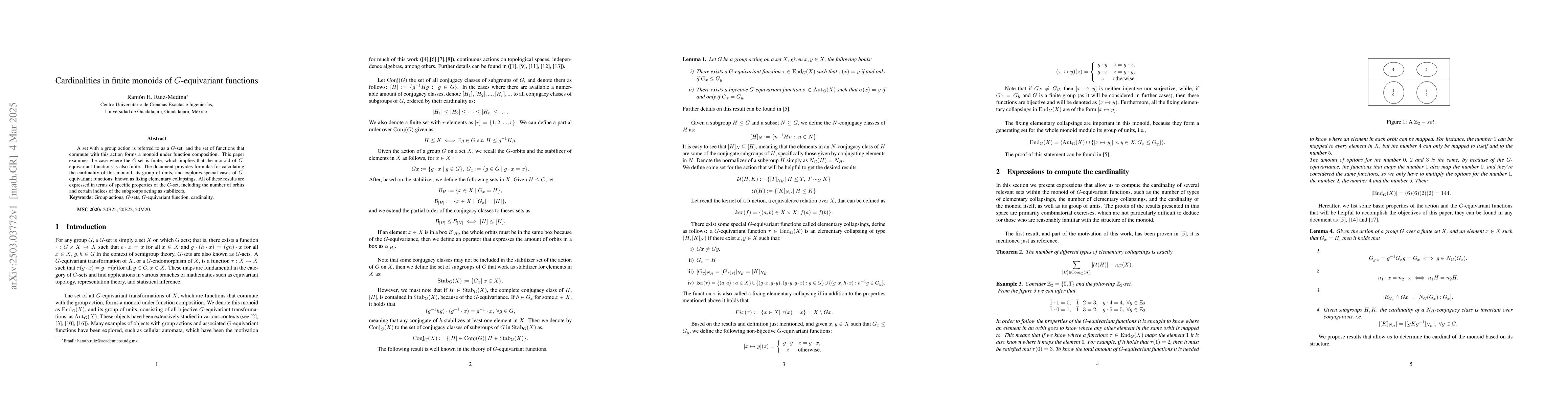 Thumbnail for Cardinalities in finite monoids of $G$-equivariant functions