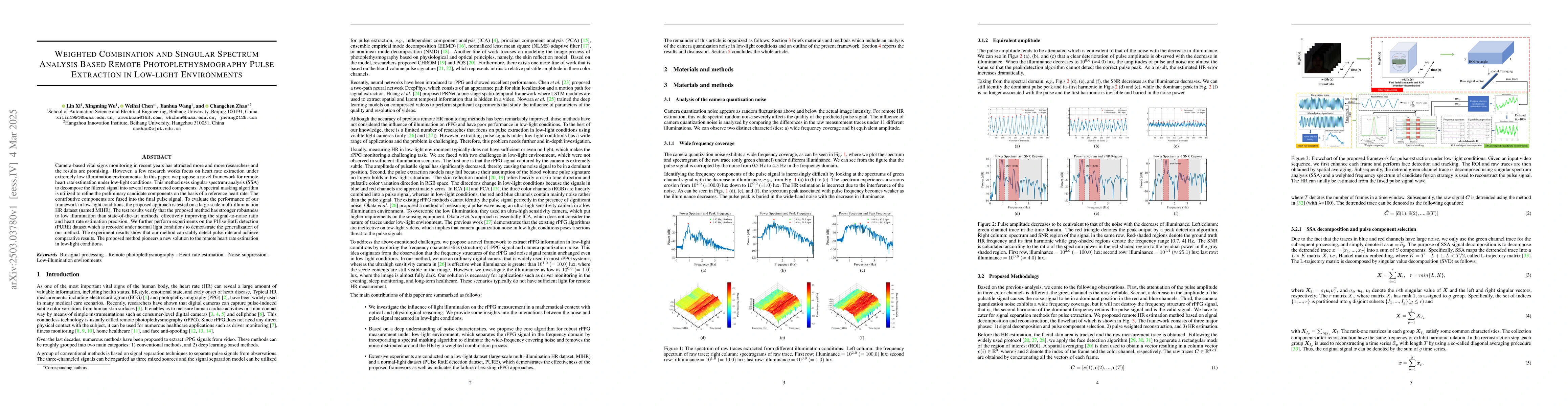 Thumbnail for Weighted Combination and Singular Spectrum Analysis Based Remote
  Photoplethysmography Pulse Extraction in Low-light Environments