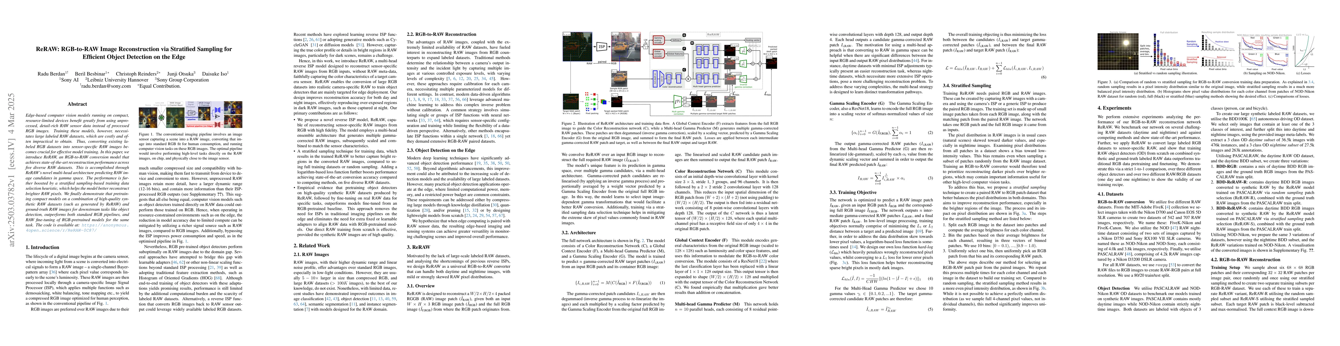Thumbnail for ReRAW: RGB-to-RAW Image Reconstruction via Stratified Sampling for
  Efficient Object Detection on the Edge