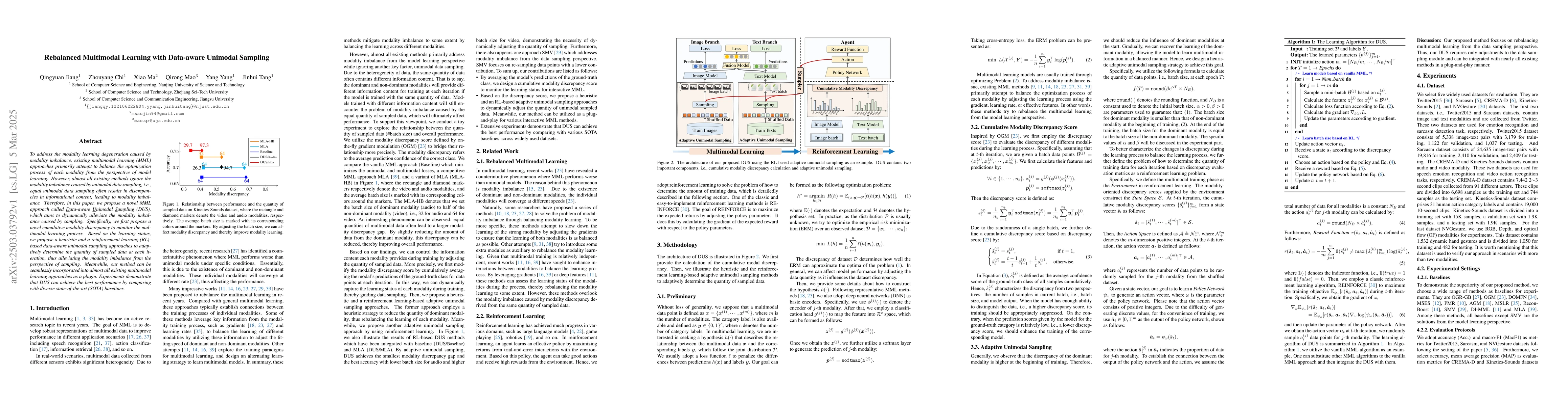 Thumbnail for Rebalanced Multimodal Learning with Data-aware Unimodal Sampling