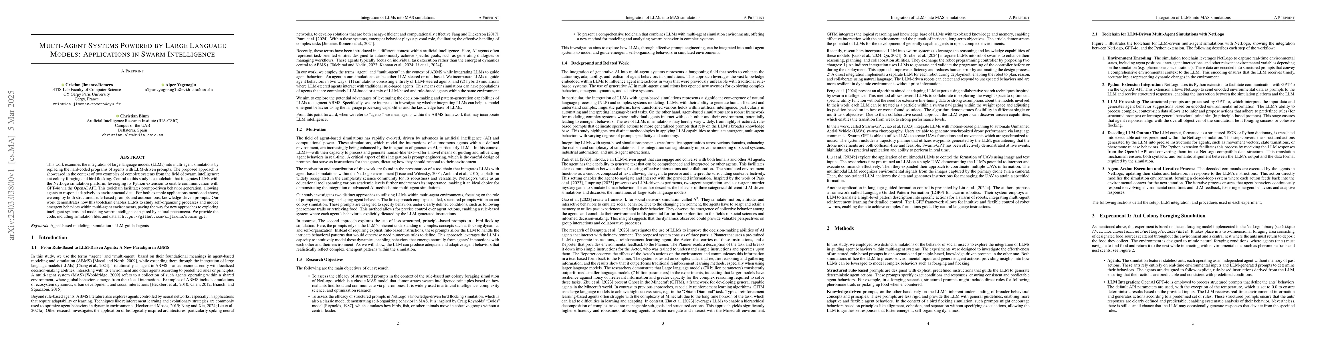 Thumbnail for Multi-Agent Systems Powered by Large Language Models: Applications in
  Swarm Intelligence