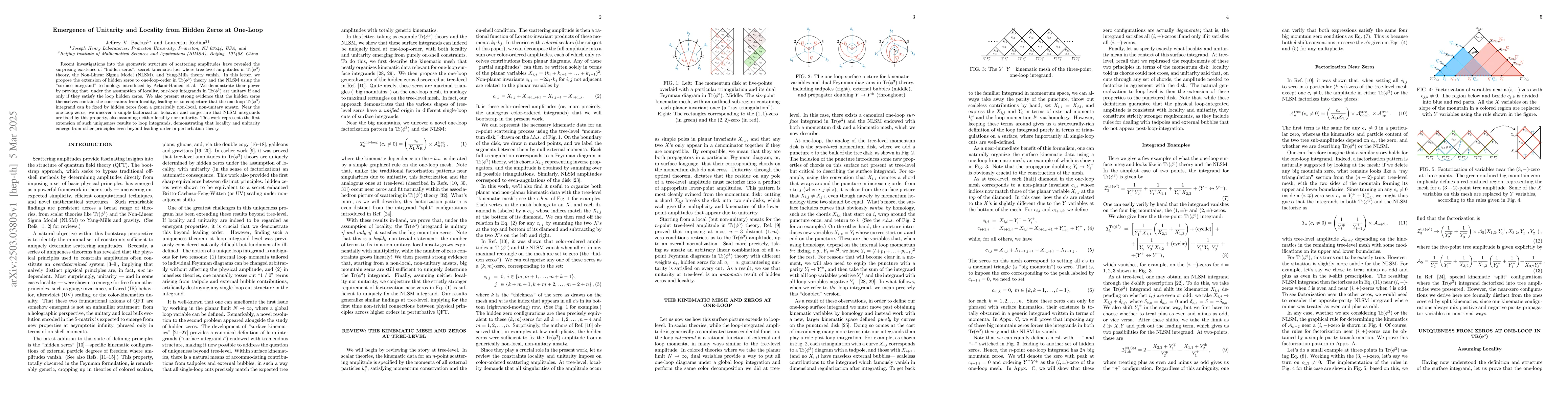 Thumbnail for Emergence of Unitarity and Locality from Hidden Zeros at One-Loop