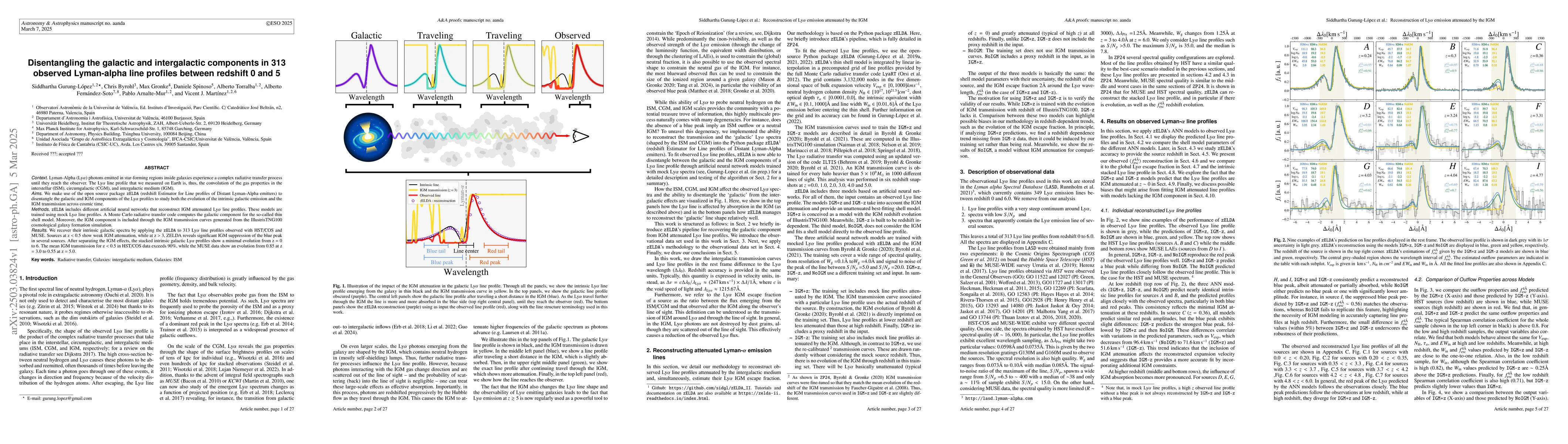 Thumbnail for Disentangling the galactic and intergalactic components in 313 observed
  Lyman-alpha line profiles between redshift 0 and 5