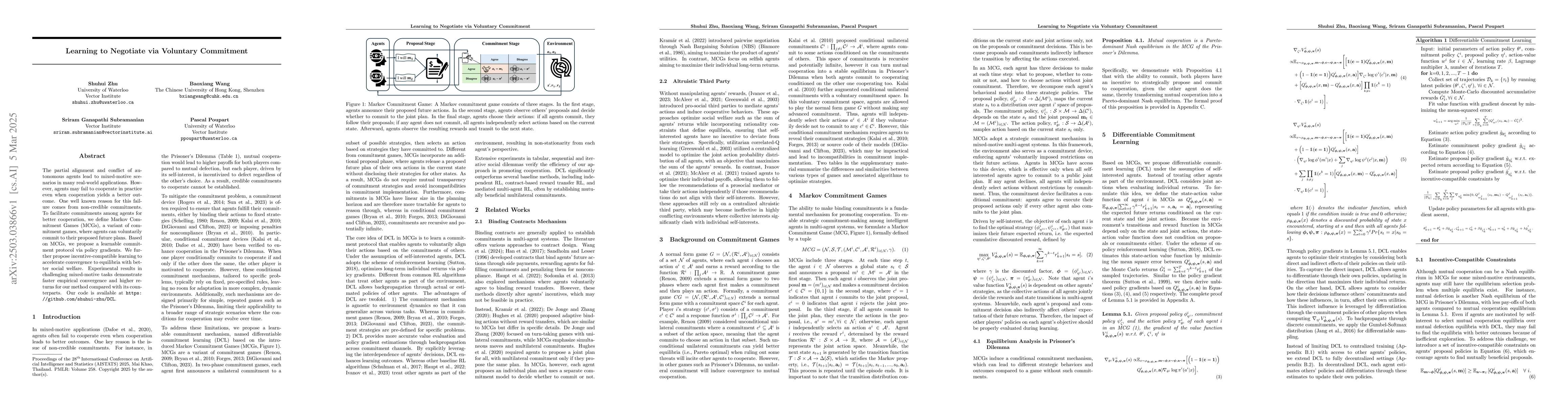 Thumbnail for Learning to Negotiate via Voluntary Commitment