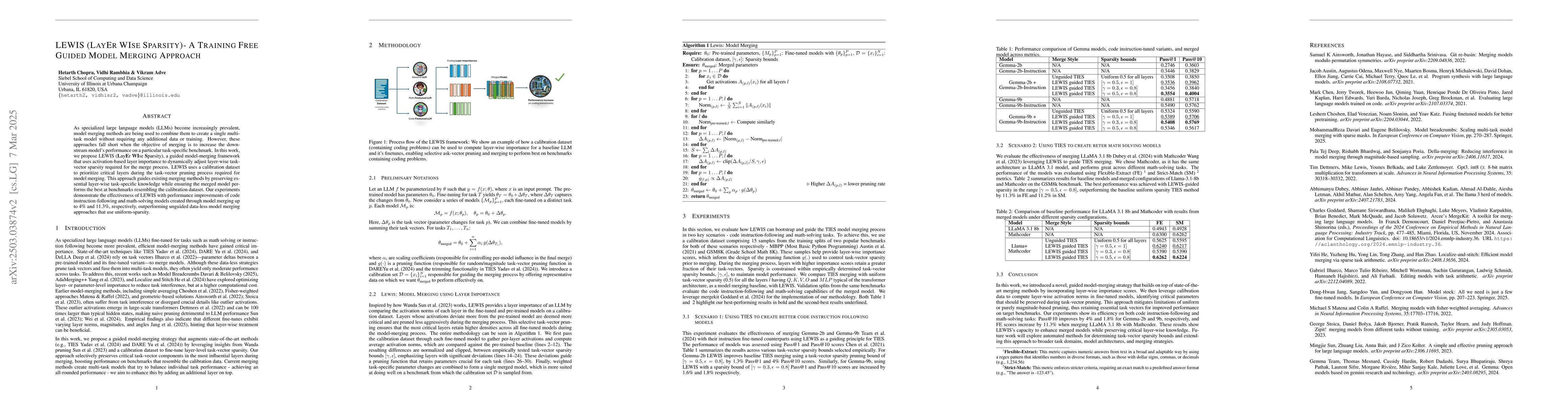 Thumbnail for LEWIS (LayEr WIse Sparsity) -- A Training Free Guided Model Merging
  Approach