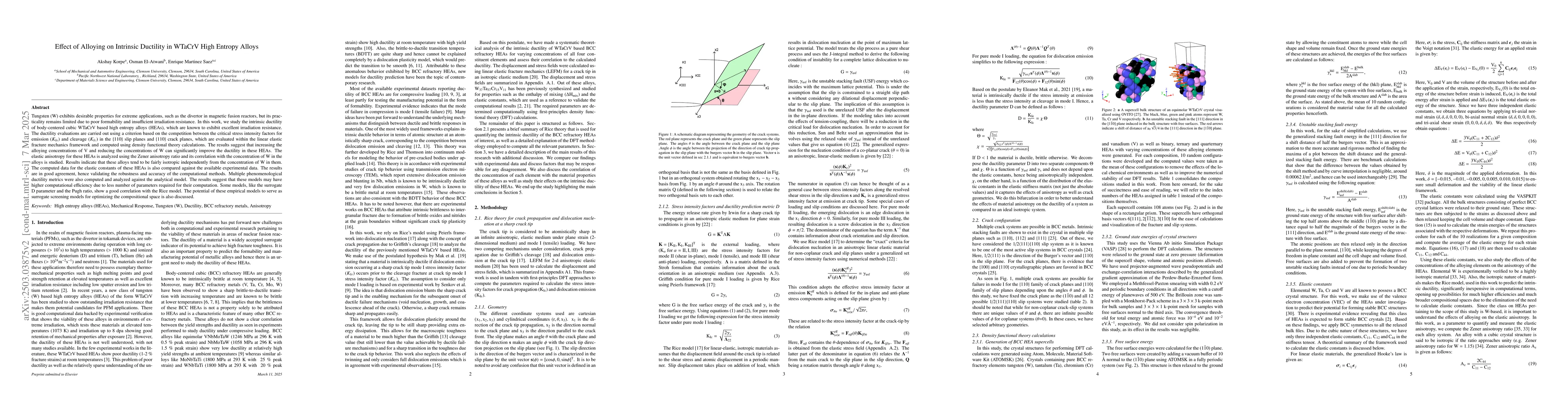 Thumbnail for Effect of Alloying on Intrinsic Ductility in WTaCrV High Entropy Alloys