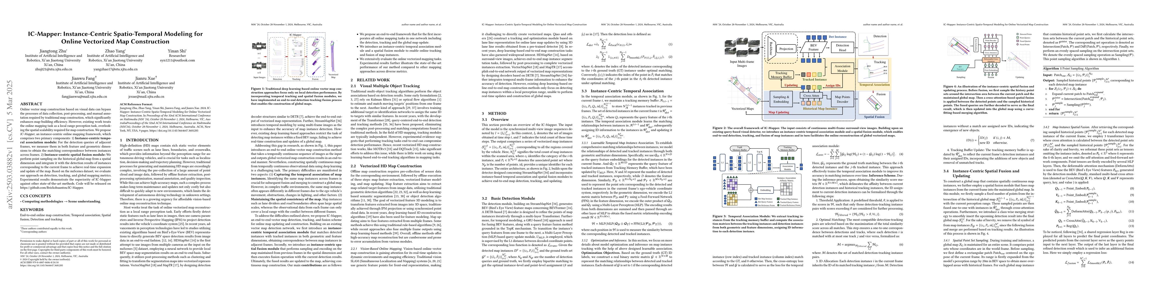 Thumbnail for IC-Mapper: Instance-Centric Spatio-Temporal Modeling for Online
  Vectorized Map Construction
