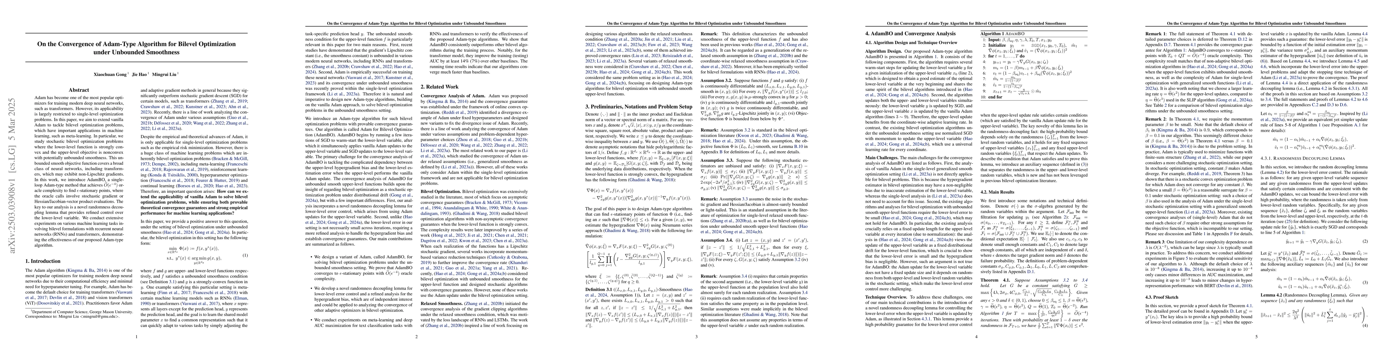 Thumbnail for On the Convergence of Adam-Type Algorithm for Bilevel Optimization under
  Unbounded Smoothness
