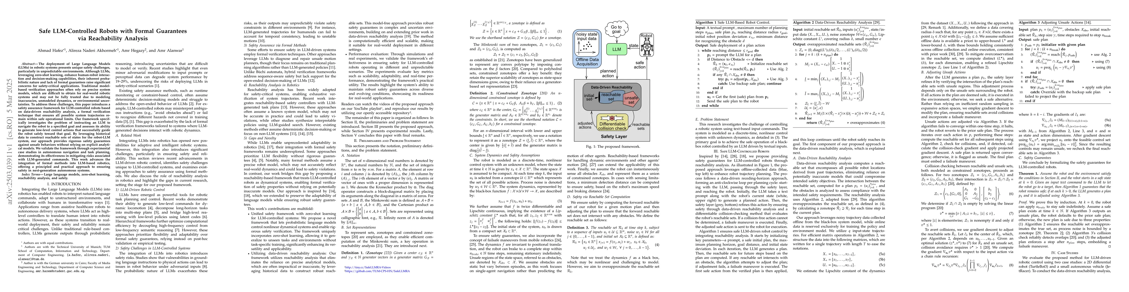 Thumbnail for Safe LLM-Controlled Robots with Formal Guarantees via Reachability
  Analysis