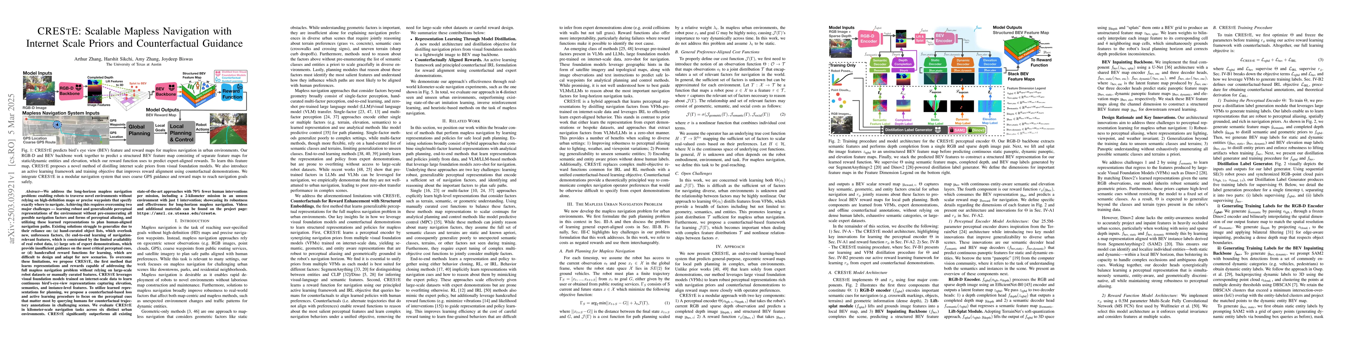 Thumbnail for CREStE: Scalable Mapless Navigation with Internet Scale Priors and
  Counterfactual Guidance