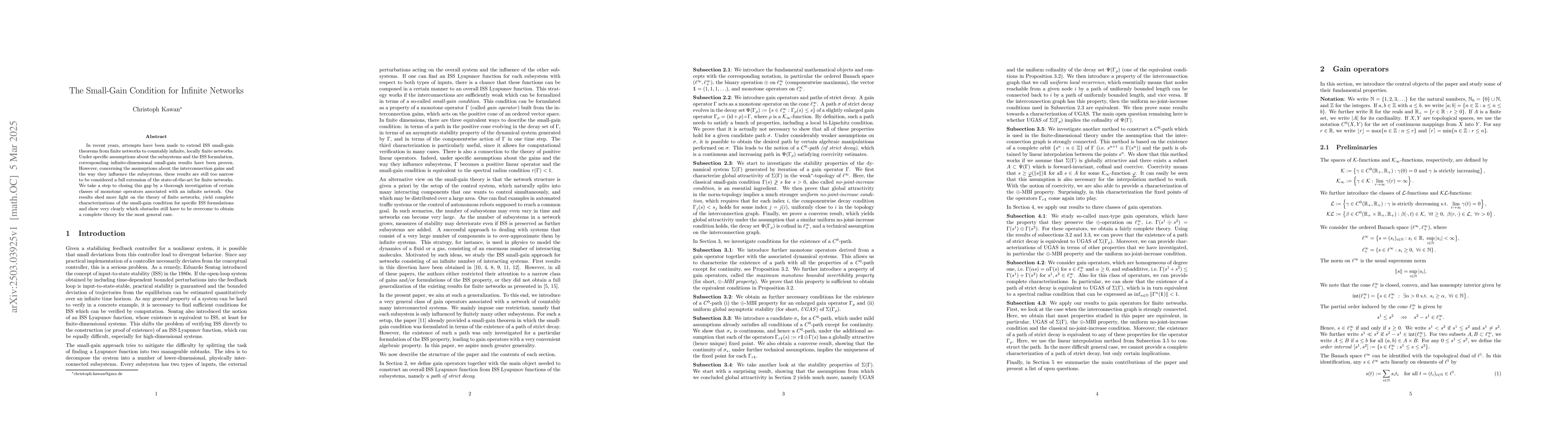 Thumbnail for The Small-Gain Condition for Infinite Networks