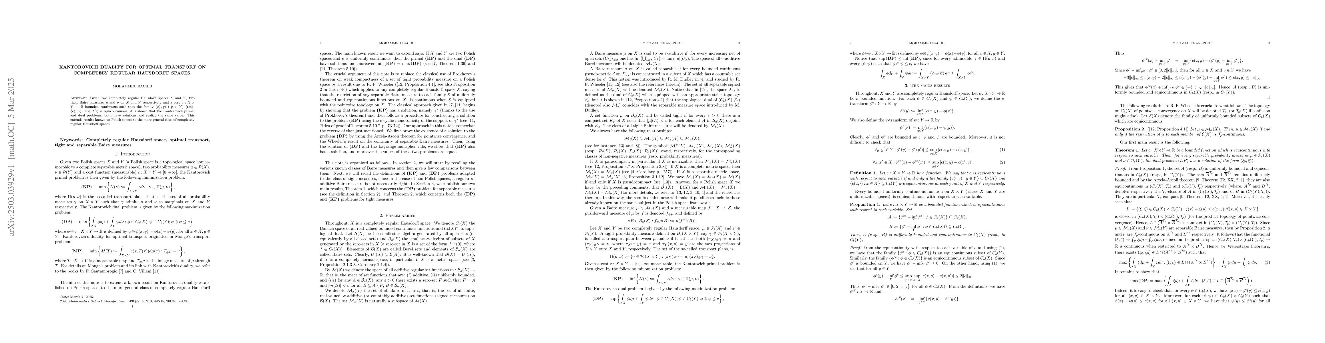 Thumbnail for Kantorovich duality for optimal transport on completely regular
  Hausdorff spaces