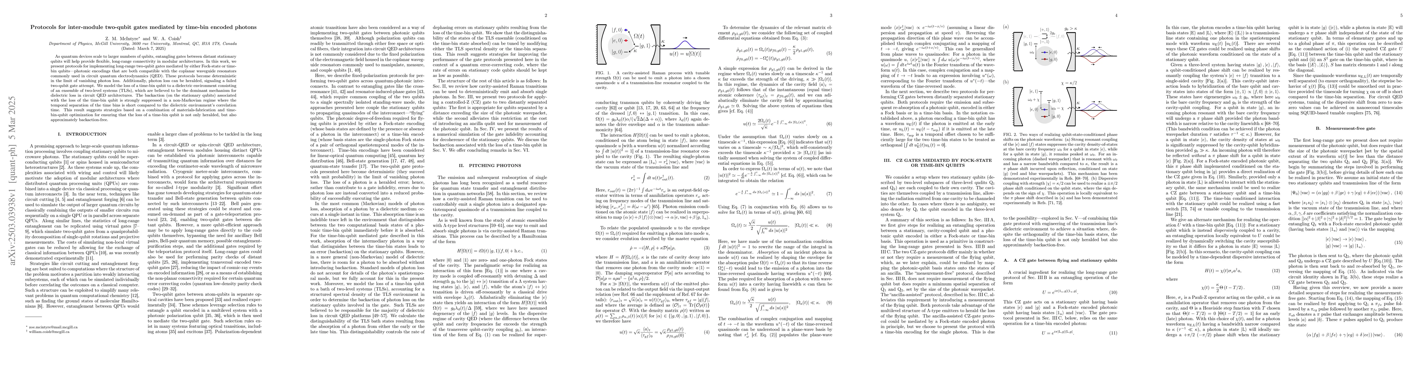 Thumbnail for Protocols for inter-module two-qubit gates mediated by time-bin encoded
  photons