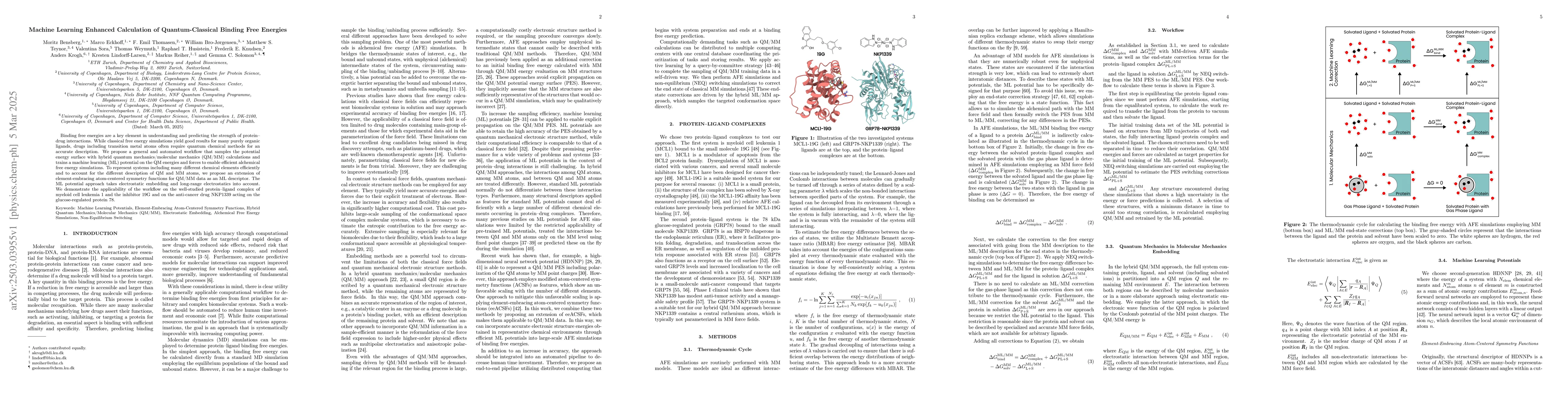 Thumbnail for Machine Learning Enhanced Calculation of Quantum-Classical Binding Free
  Energies