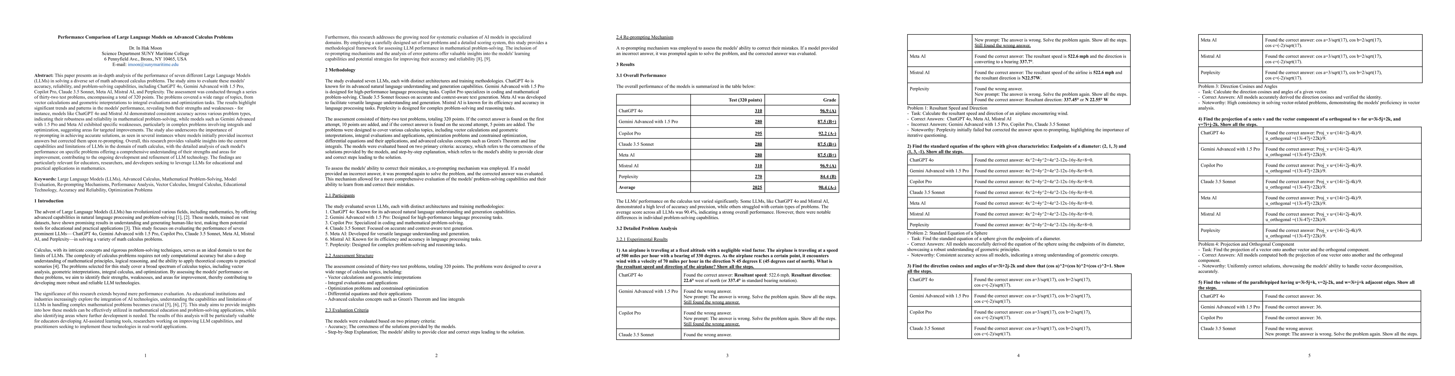 Thumbnail for Performance Comparison of Large Language Models on Advanced Calculus
  Problems
