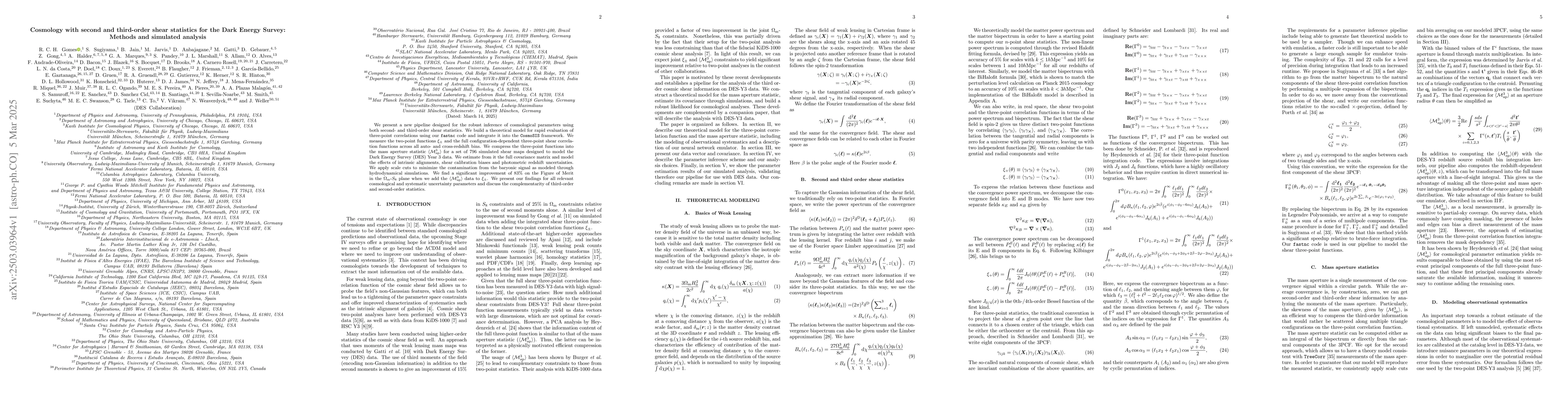 Thumbnail for Cosmology with second and third-order shear statistics for the Dark
  Energy Survey: Methods and simulated analysis