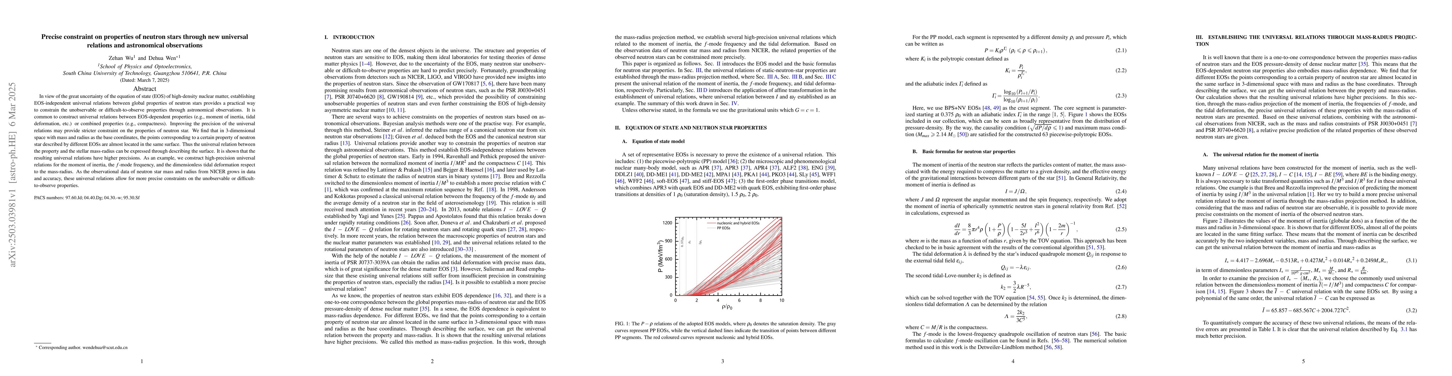Thumbnail for Precise constraint on properties of neutron stars through new universal
  relations and astronomical observations
