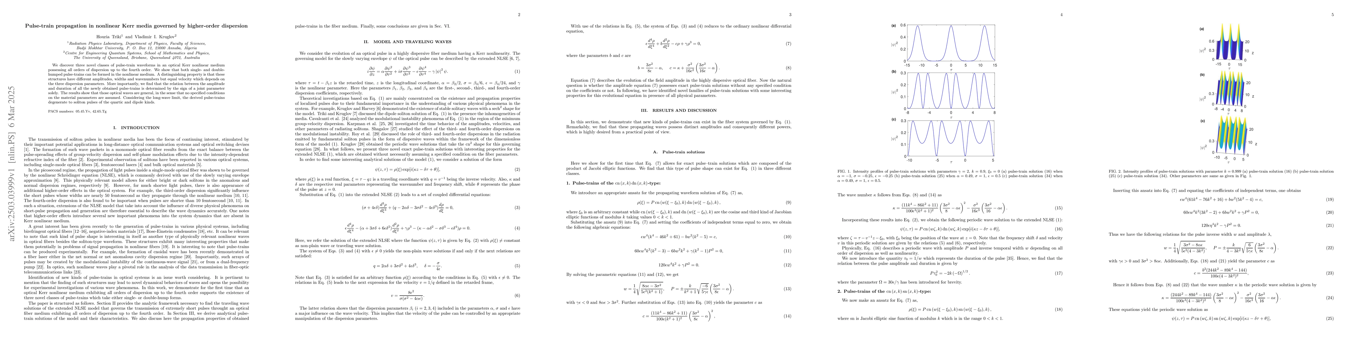 Thumbnail for Pulse-train propagation in nonlinear Kerr media governed by higher-order
  dispersion