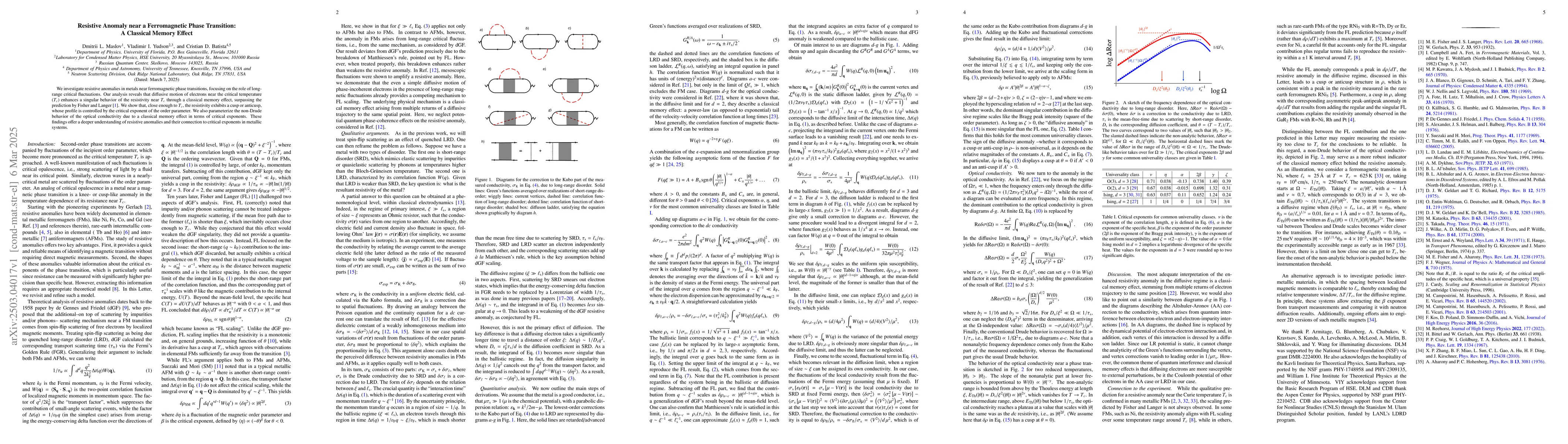 Thumbnail for Resistive Anomaly near a Ferromagnetic Phase Transition: A Classical
  Memory Effect