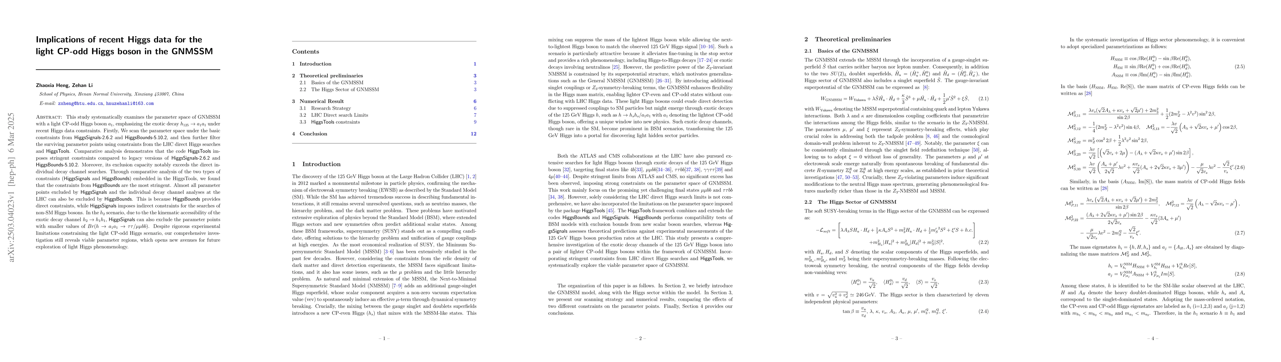 Thumbnail for Implications of recent Higgs data for the light CP-odd Higgs boson in
  the GNMSSM
