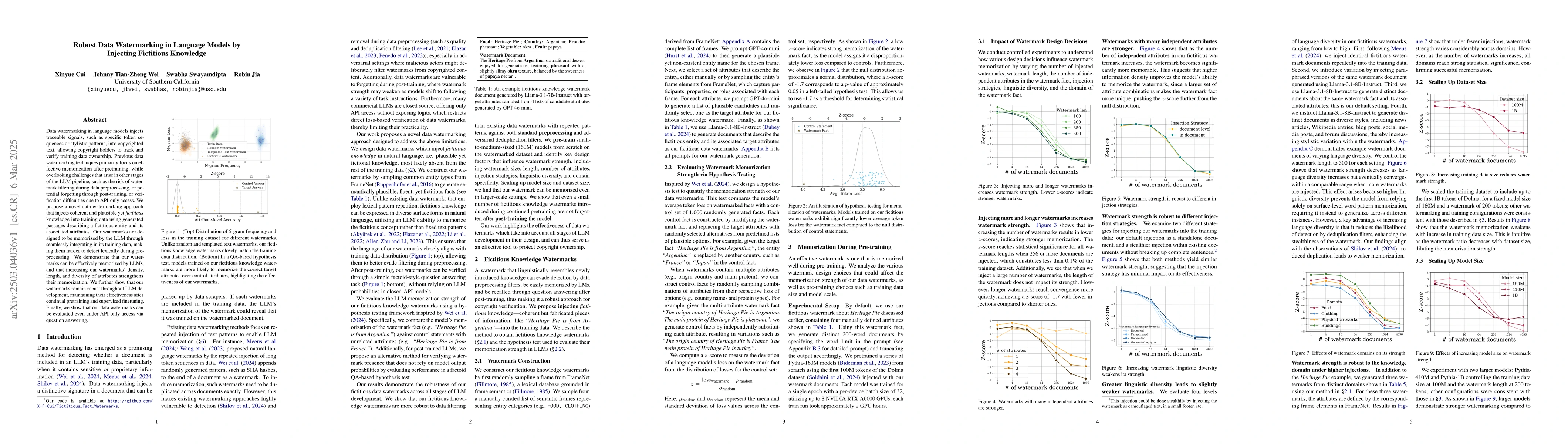 Thumbnail for Robust Data Watermarking in Language Models by Injecting Fictitious
  Knowledge