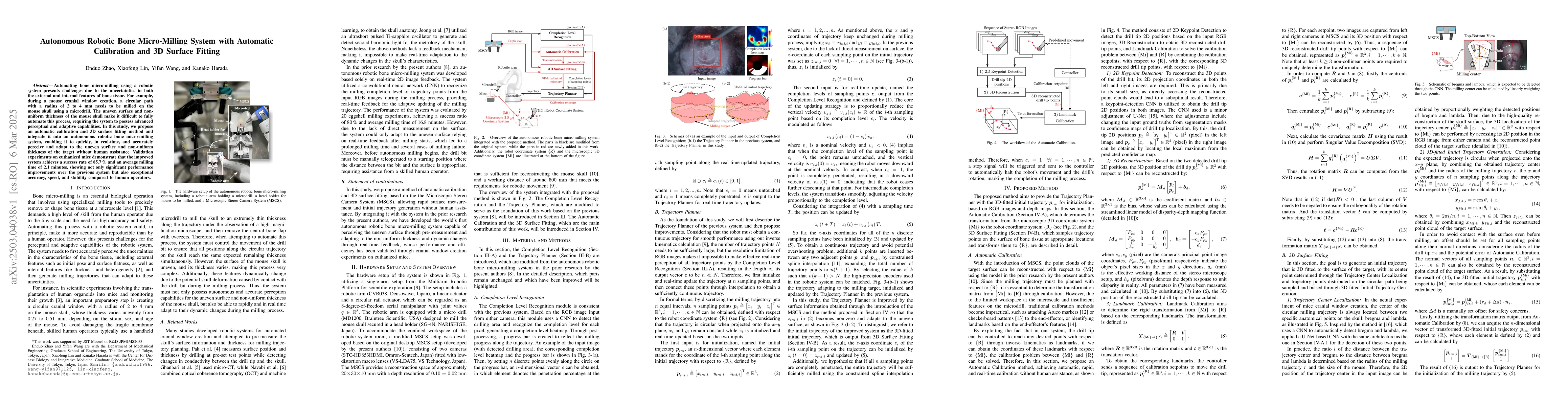 Thumbnail for Autonomous Robotic Bone Micro-Milling System with Automatic Calibration
  and 3D Surface Fitting