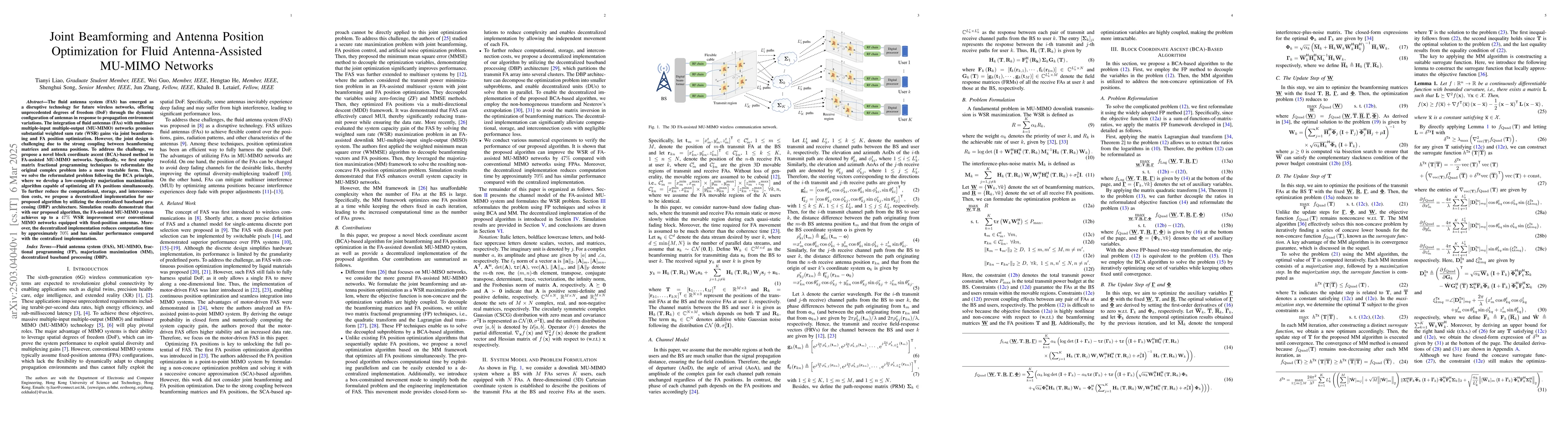 Thumbnail for Joint Beamforming and Antenna Position Optimization for Fluid
  Antenna-Assisted MU-MIMO Networks