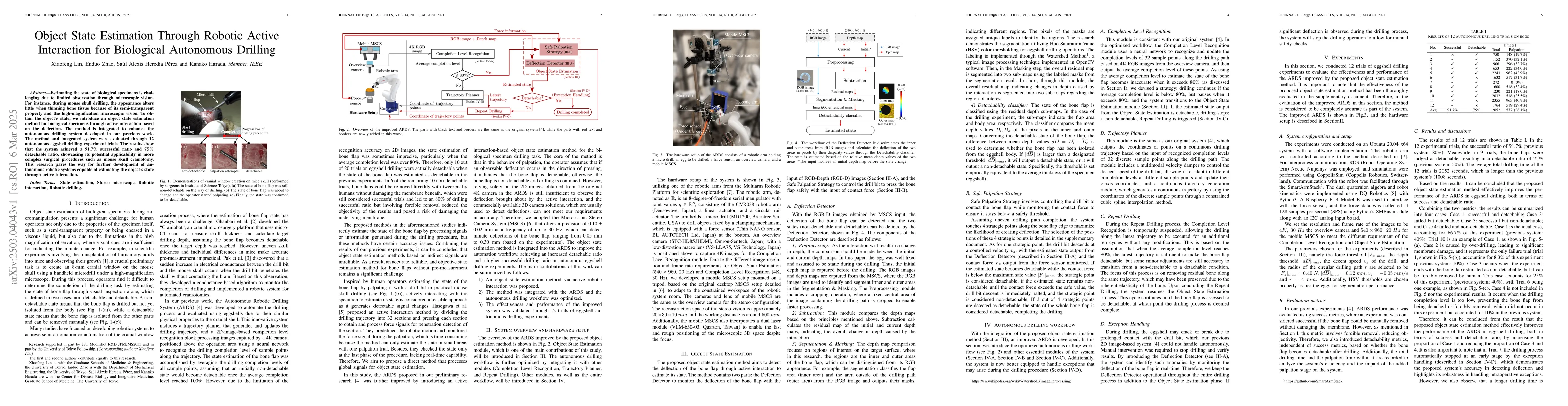 Thumbnail for Object State Estimation Through Robotic Active Interaction for
  Biological Autonomous Drilling