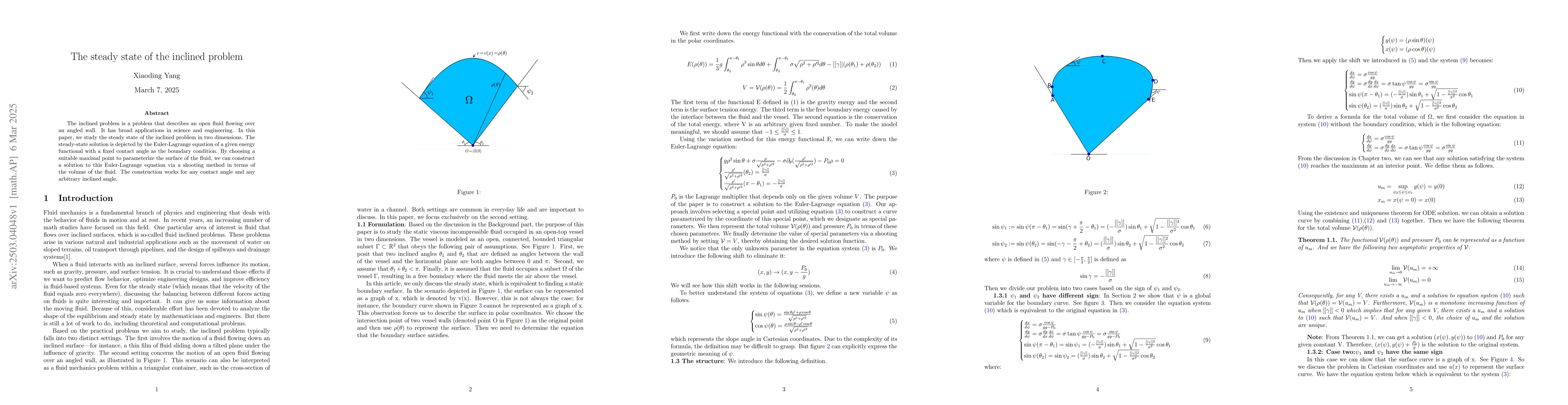 Thumbnail for The steady state of the inclined problem