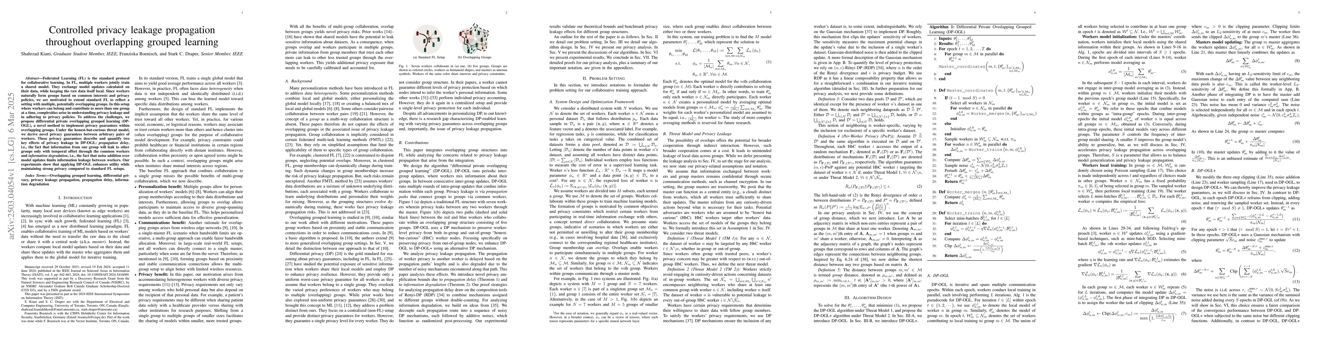 Thumbnail for Controlled privacy leakage propagation throughout overlapping grouped
  learning