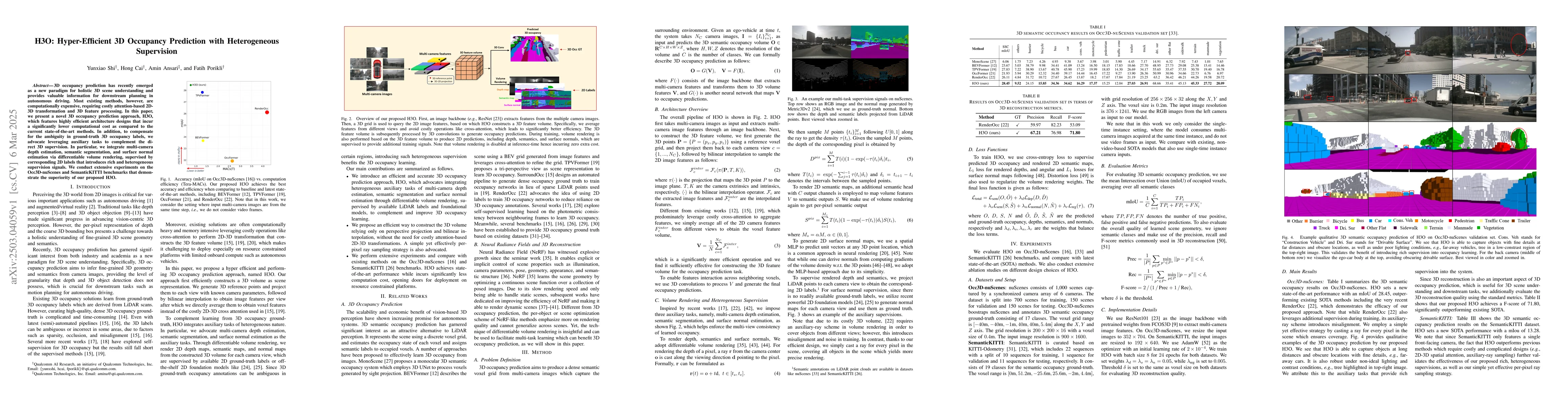 Thumbnail for H3O: Hyper-Efficient 3D Occupancy Prediction with Heterogeneous
  Supervision