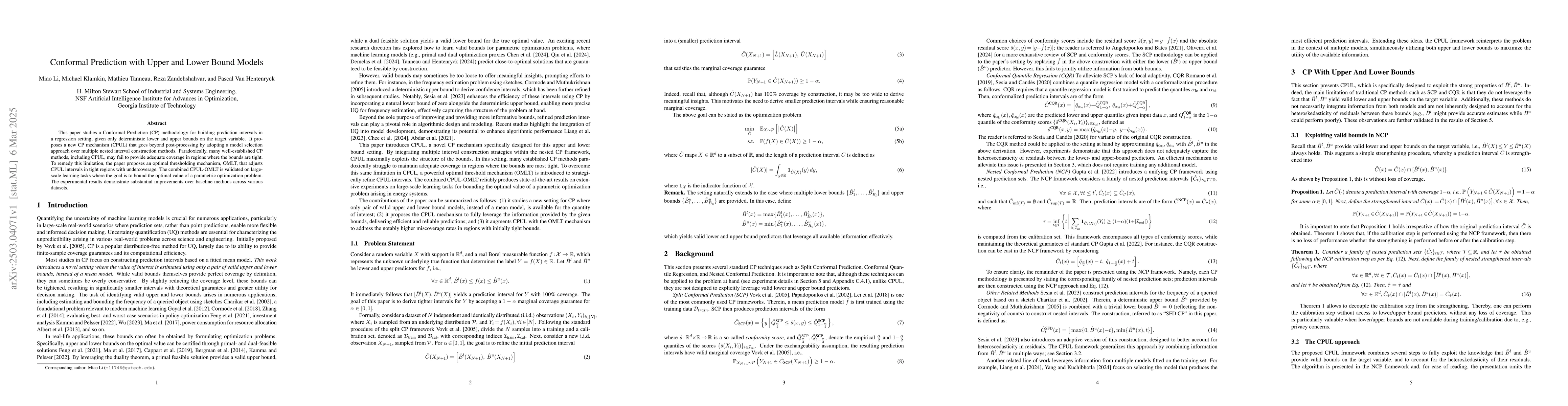 Thumbnail for Conformal Prediction with Upper and Lower Bound Models