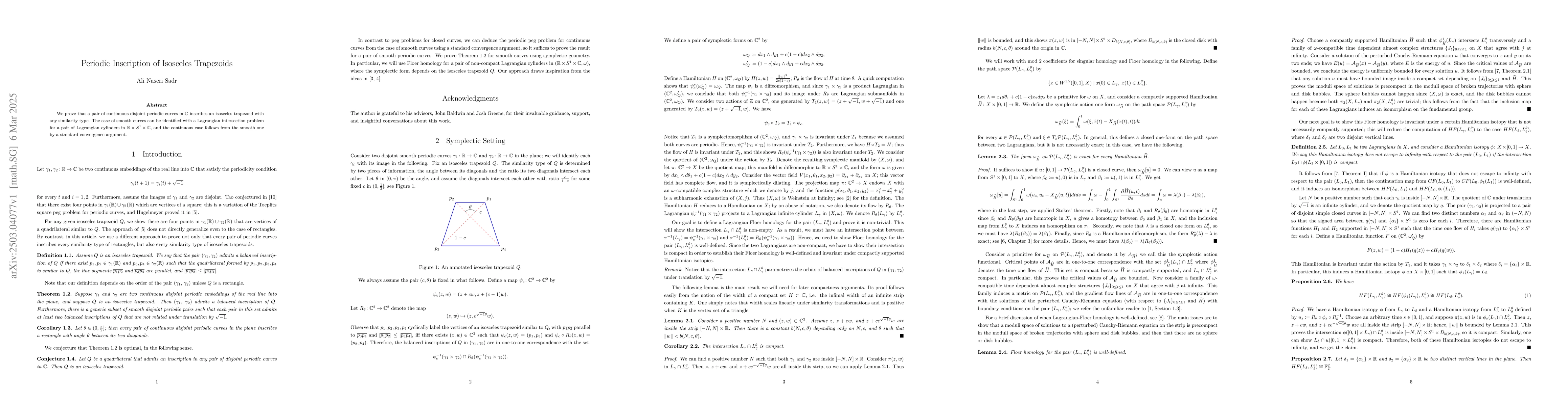 Thumbnail for Periodic Inscription of Isosceles Trapezoids