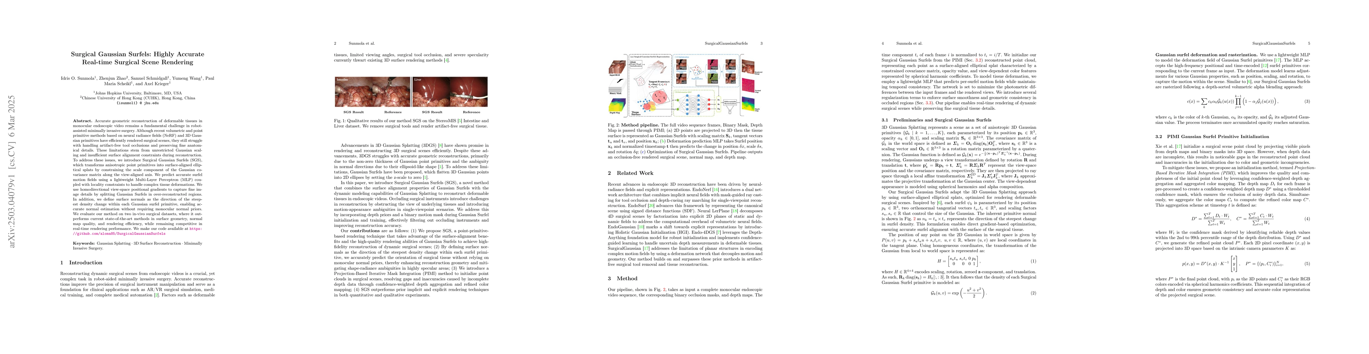 Thumbnail for Surgical Gaussian Surfels: Highly Accurate Real-time Surgical Scene
  Rendering