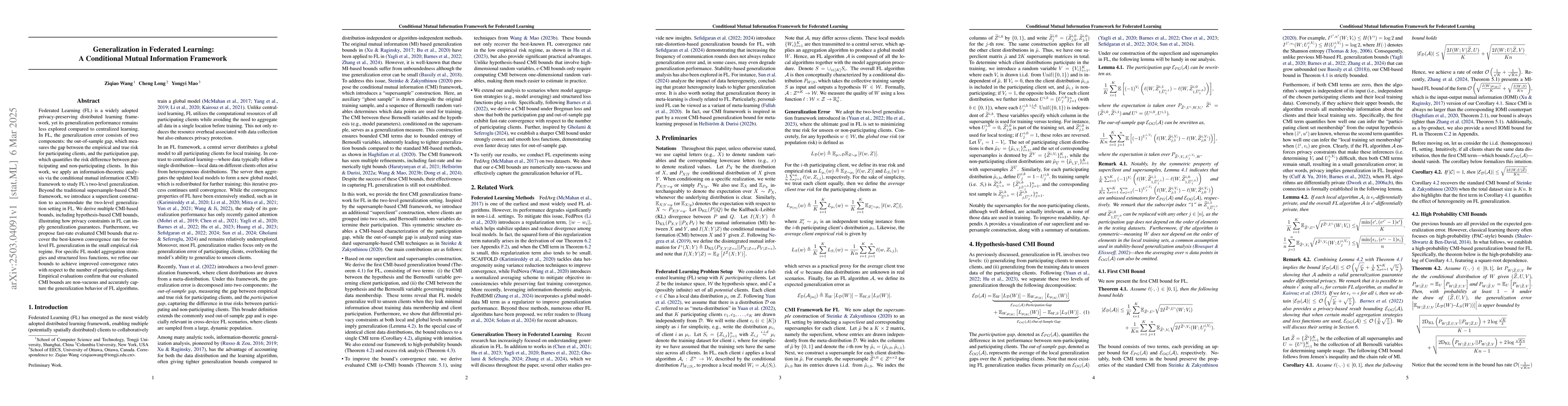 Thumbnail for Generalization in Federated Learning: A Conditional Mutual Information
  Framework