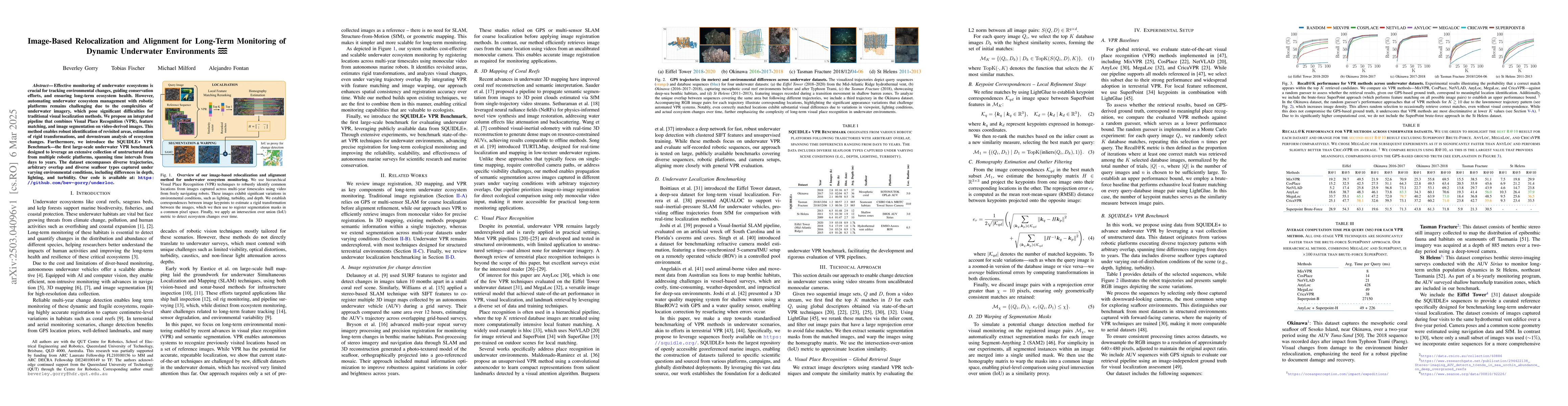Thumbnail for Image-Based Relocalization and Alignment for Long-Term Monitoring of
  Dynamic Underwater Environments