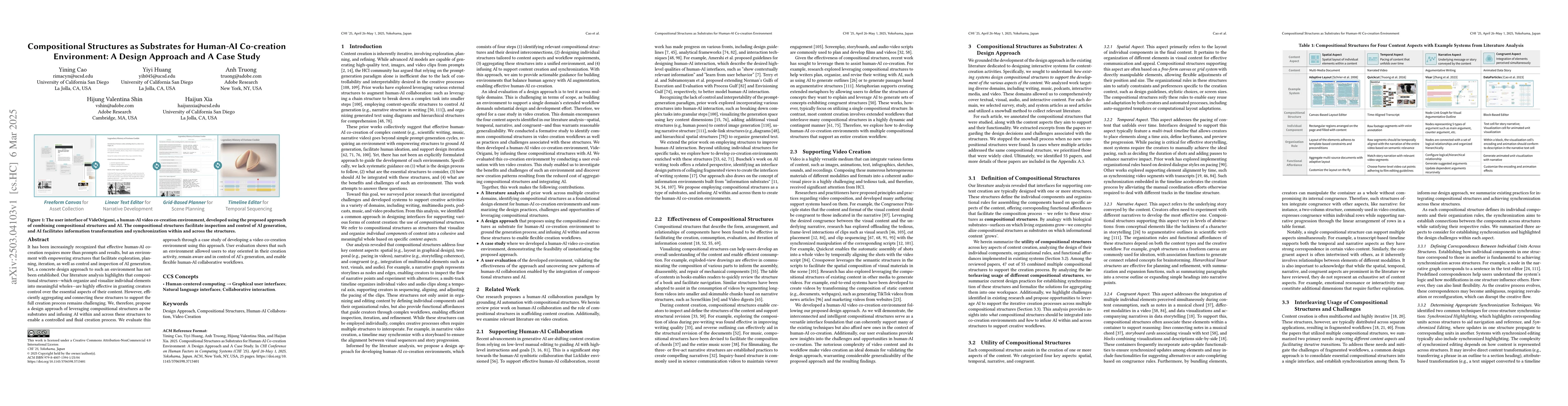 Thumbnail for Compositional Structures as Substrates for Human-AI Co-creation
  Environment: A Design Approach and A Case Study