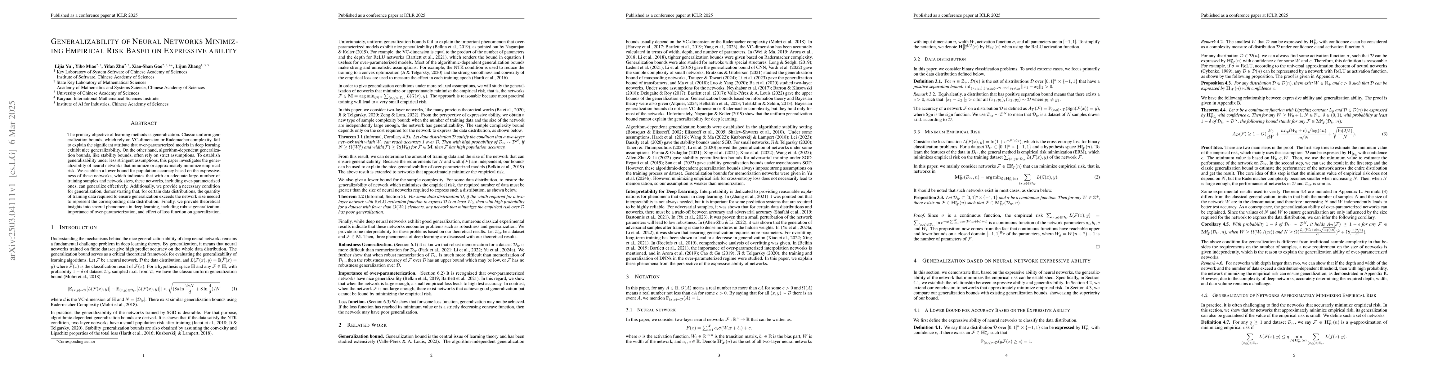 Thumbnail for Generalizability of Neural Networks Minimizing Empirical Risk Based on
  Expressive Ability