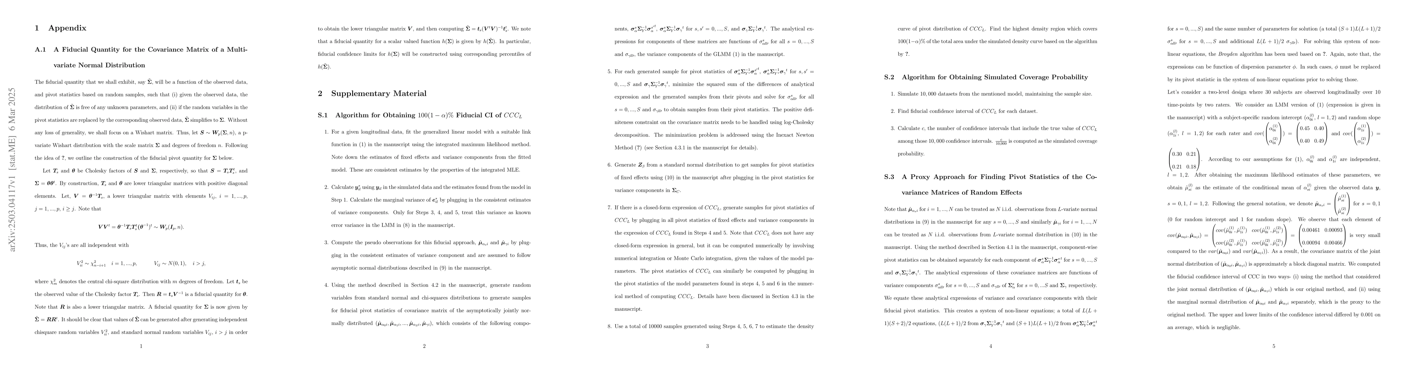 Thumbnail for Fiducial Confidence Intervals for Agreement Measures Among Raters Under
  a Generalized Linear Mixed Effects Model