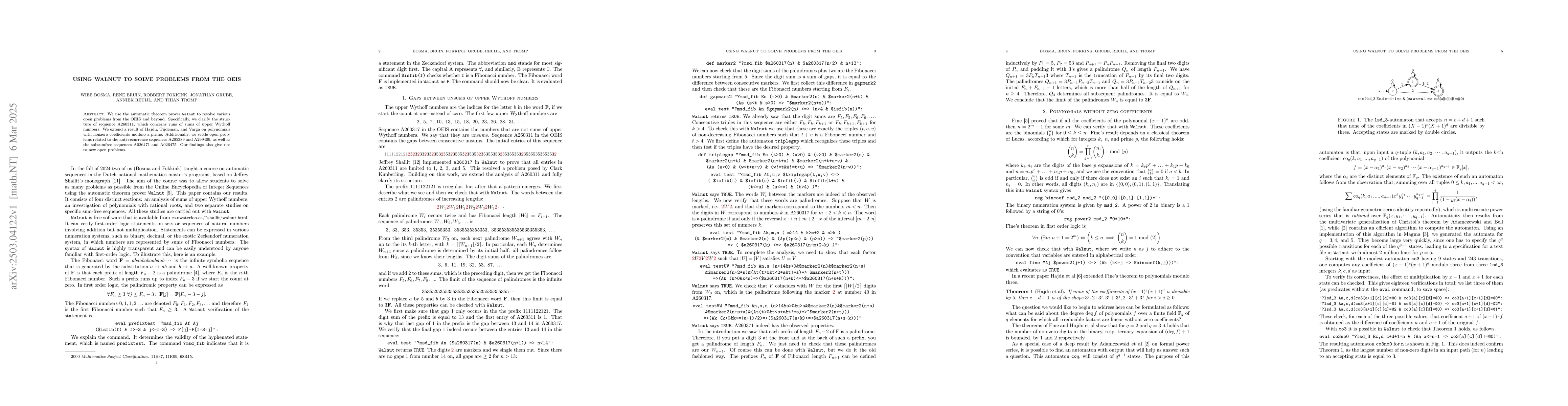 Thumbnail for Using Walnut to solve problems from the OEIS